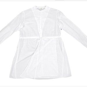 45rpm cottagecore white long shirt with wrap tie